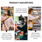 1Pc Multipurpose Black Plastic Storage Basket with Handles for Grocery and Seasoning Storage