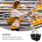 1Pc Multipurpose Black Plastic Storage Basket with Handles for Grocery and Seasoning Storage