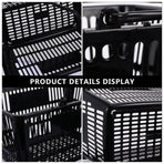 1Pc Multipurpose Black Plastic Storage Basket with Handles for Grocery and Seasoning Storage