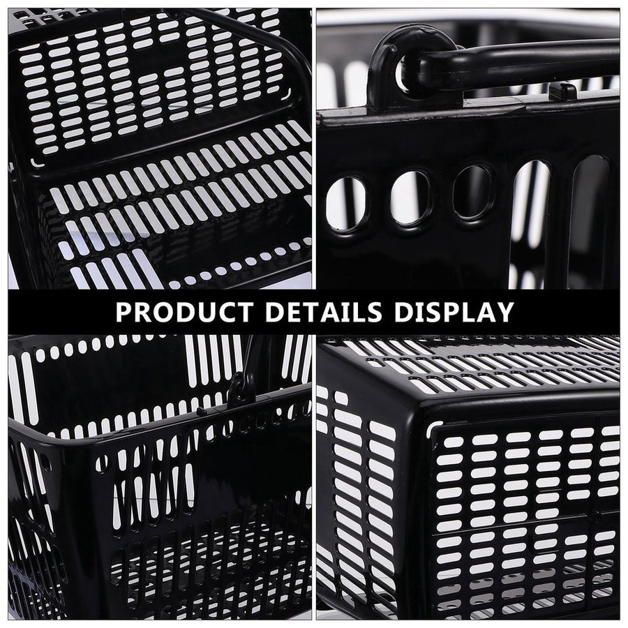 1Pc Multipurpose Black Plastic Storage Basket with Handles for Grocery and Seasoning Storage