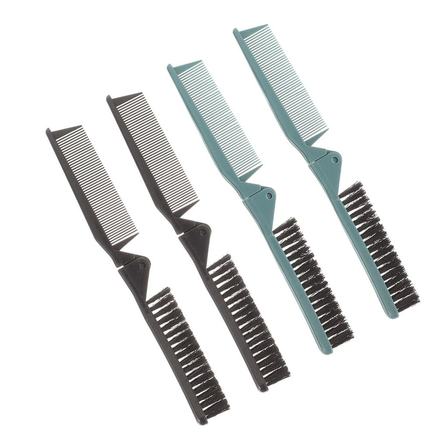 4pcs Portable Folding Hair Brush Ergonomic Handle for Travel and Home