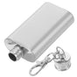Silver Pocket Flask with Keychain Flat Lid Waterproof for Hiking