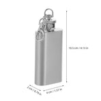 Silver Pocket Flask with Keychain Flat Lid Waterproof for Hiking