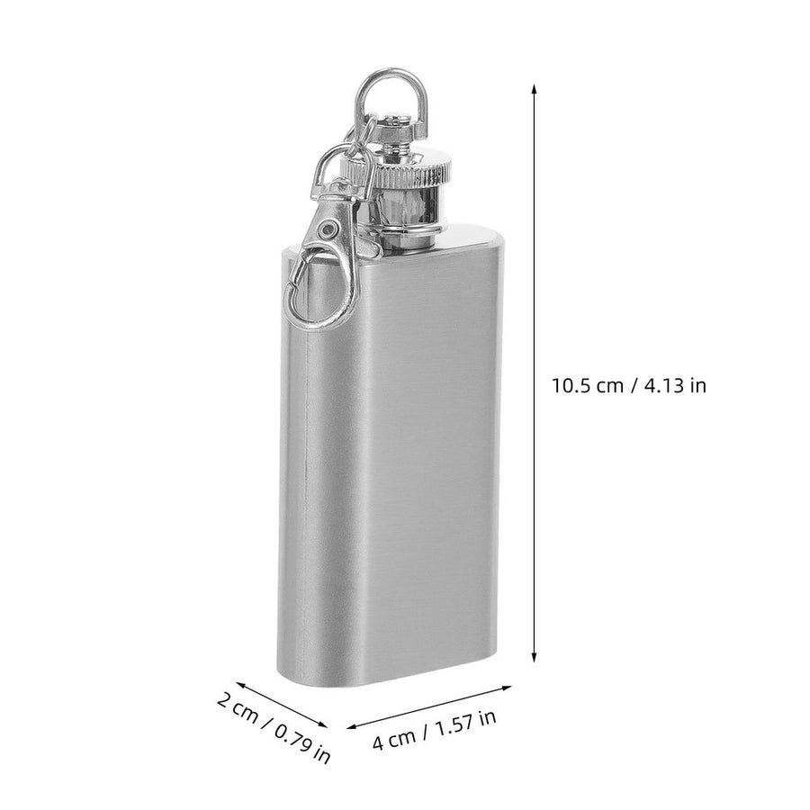 Silver Pocket Flask with Keychain Flat Lid Waterproof for Hiking
