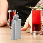 Silver Pocket Flask with Keychain Flat Lid Waterproof for Hiking