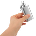 Silver Pocket Flask with Keychain Flat Lid Waterproof for Hiking