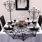 Lace Spider Web Table Topper Cloth, 40-Inch Round Black Halloween Tablecloth for Halloween Table Decorations