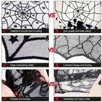 Lace Spider Web Table Topper Cloth, 40-Inch Round Black Halloween Tablecloth for Halloween Table Decorations