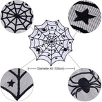 Lace Spider Web Table Topper Cloth, 40-Inch Round Black Halloween Tablecloth for Halloween Table Decorations