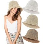 Womens Straw Sun Hat Woven Bucket Hat Fishing Hat Beach Hat Foldable Cap Solid Color Straw Beach Hat Summer