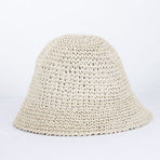 Womens Straw Sun Hat Woven Bucket Hat Fishing Hat Beach Hat Foldable Cap Solid Color Straw Beach Hat Summer