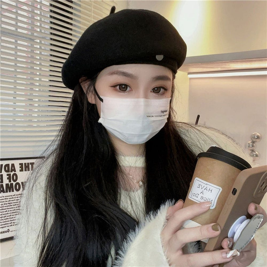 French Beret-Wool Beret Solid Color Womens Beret Cap Hat