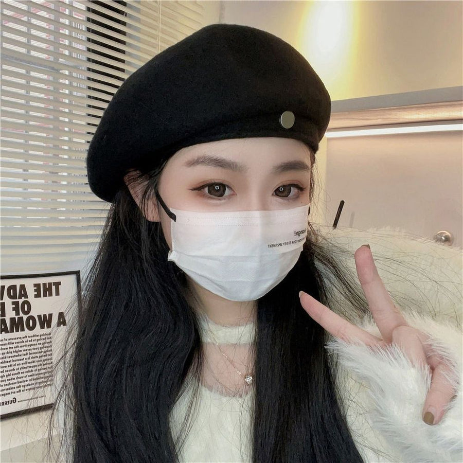 French Beret-Wool Beret Solid Color Womens Beret Cap Hat