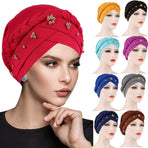 Pre-Tied Twisted Hat Thread African Head Wraps for Black Women Chemo Cancer Cap Braid Hair Cover