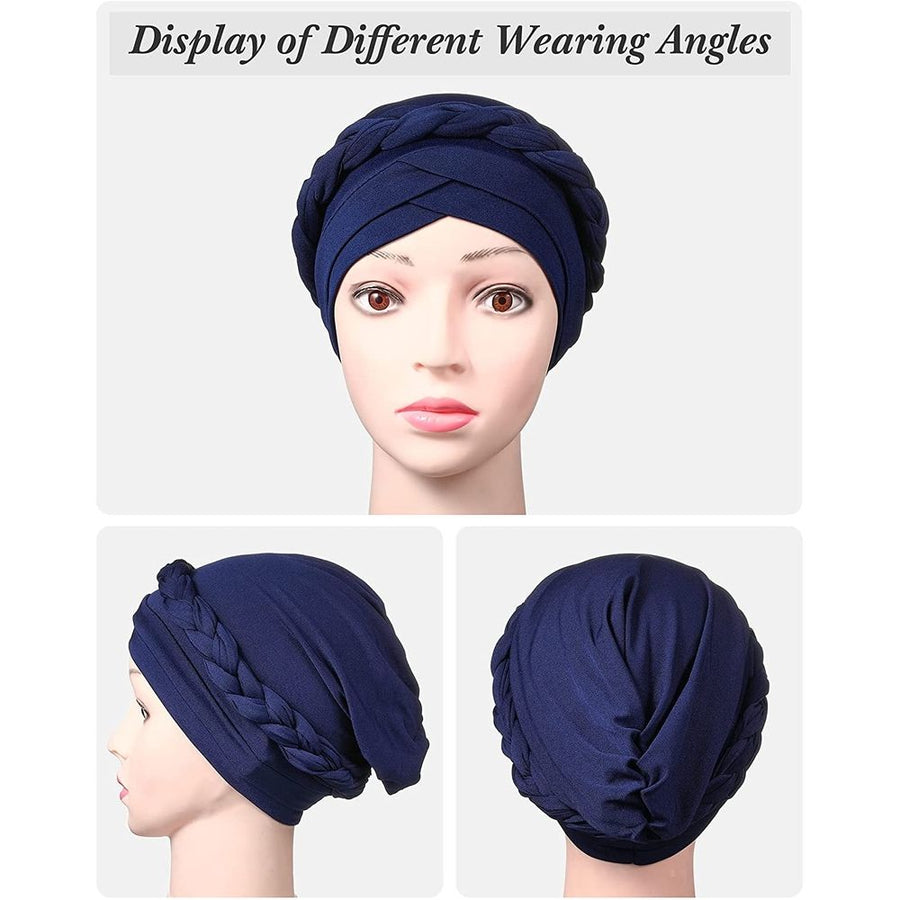 Pre-Tied Twisted Hat Thread African Head Wraps for Black Women Chemo Cancer Cap Braid Hair Cover