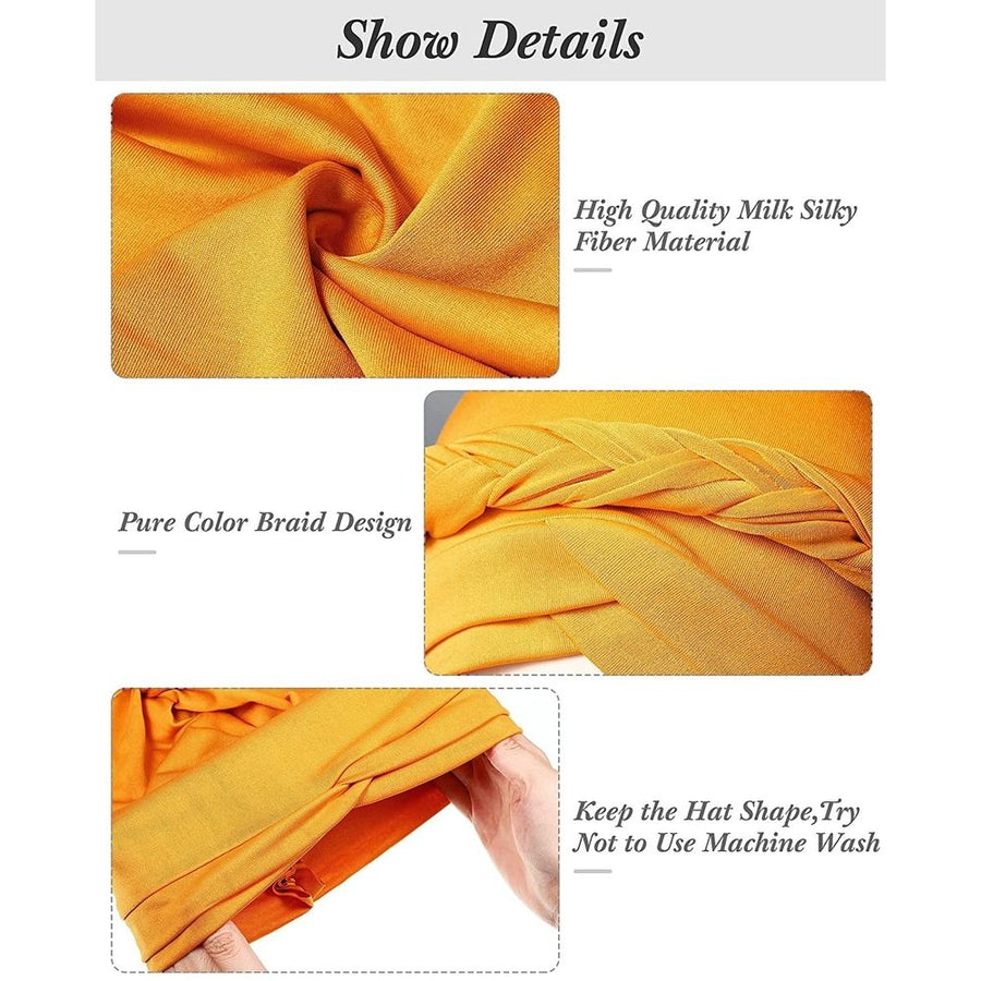 Pre-Tied Twisted Hat Thread African Head Wraps for Black Women Chemo Cancer Cap Braid Hair Cover