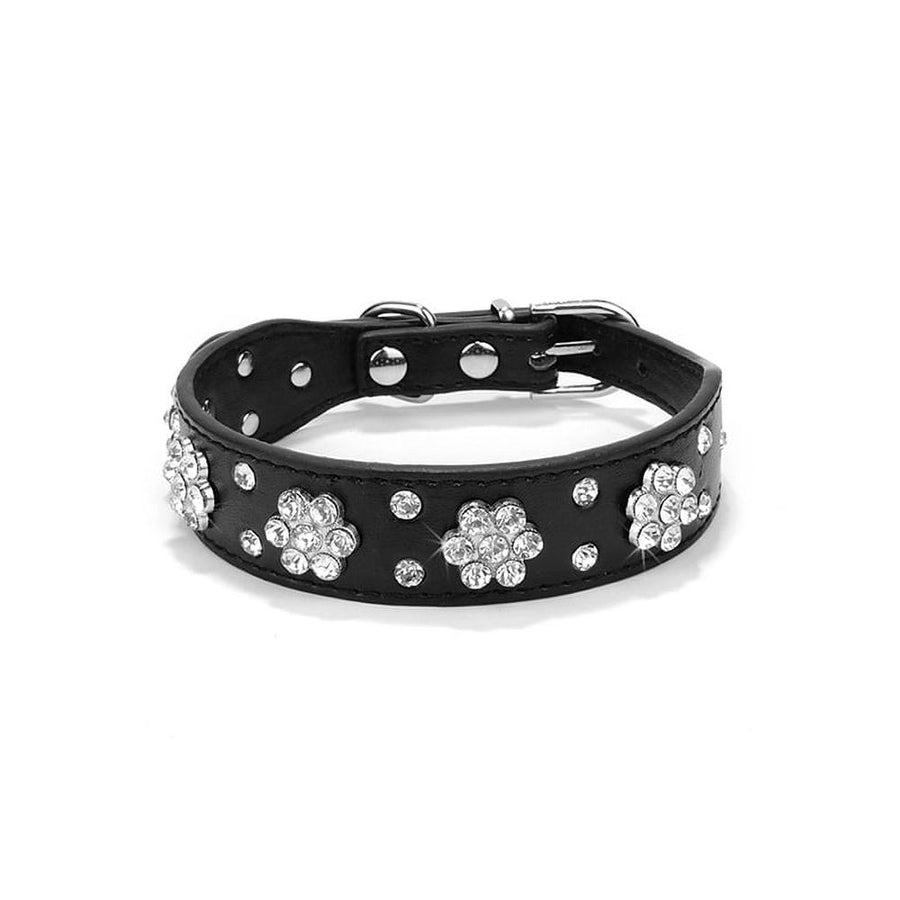 Rhinestone Dog Leather Collar Pet Puppy Necklace For Small Medium Dogs