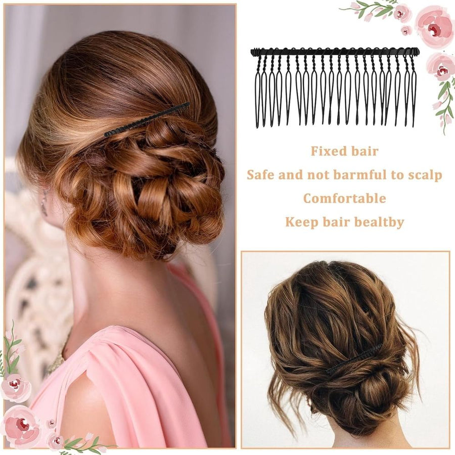 4PCS Hair Side Combs - Small French Side Hair Comb Clips for Women Decorative Bun Twist Hair Accessories