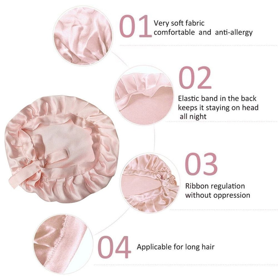 Silk Nightcap Sleeping Cap Pure Silk Hair for Wrap Adjustable Elastic Band Sleeping Beanie
