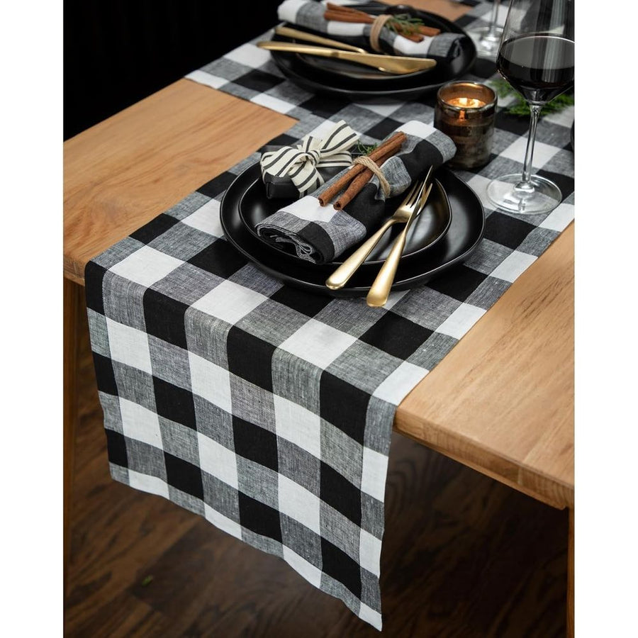 13'x72' Gray and White Check Christmas Table Runner Table Runner for Family Dinner Outdoor or Indoor Parties Thanksgiving Christmas & Gathering