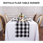 13'x72' Gray and White Check Christmas Table Runner Table Runner for Family Dinner Outdoor or Indoor Parties Thanksgiving Christmas & Gathering