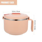 Insulated Pink Stainless Steel Noodle Bowl with Handle, Microwave Safe
