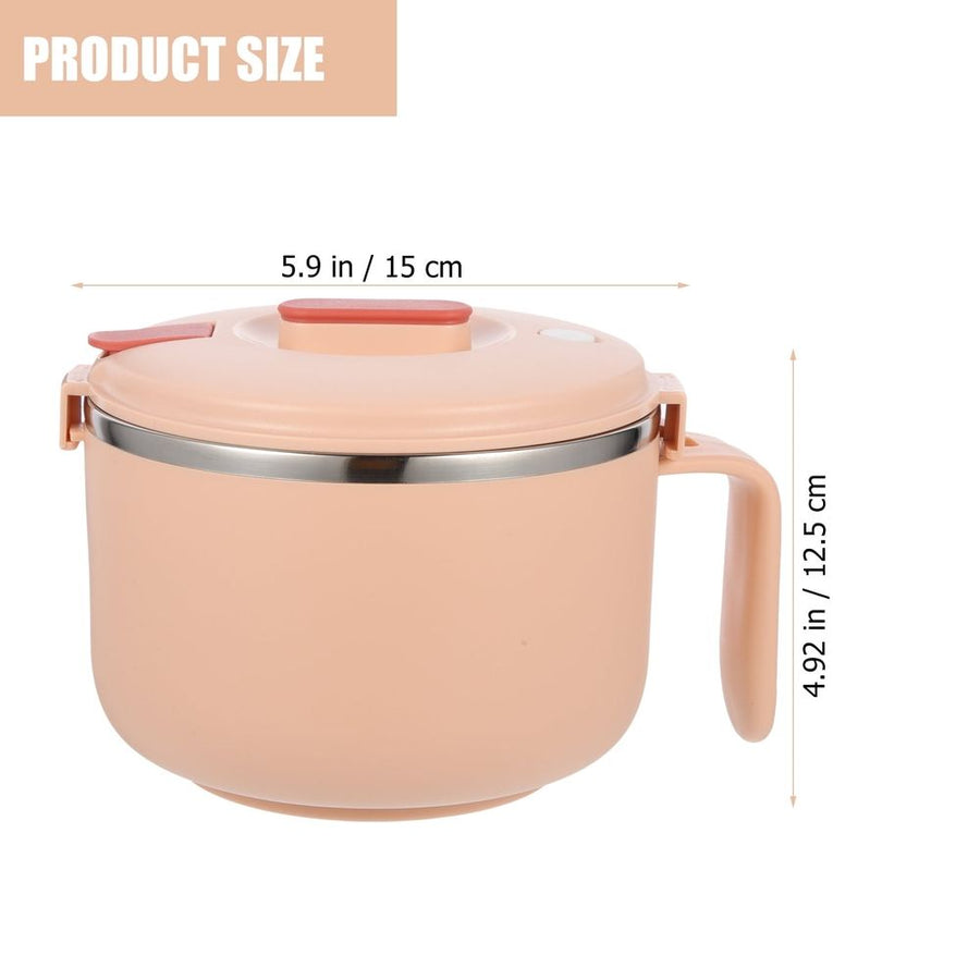 Insulated Pink Stainless Steel Noodle Bowl with Handle, Microwave Safe