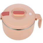 Insulated Pink Stainless Steel Noodle Bowl with Handle, Microwave Safe