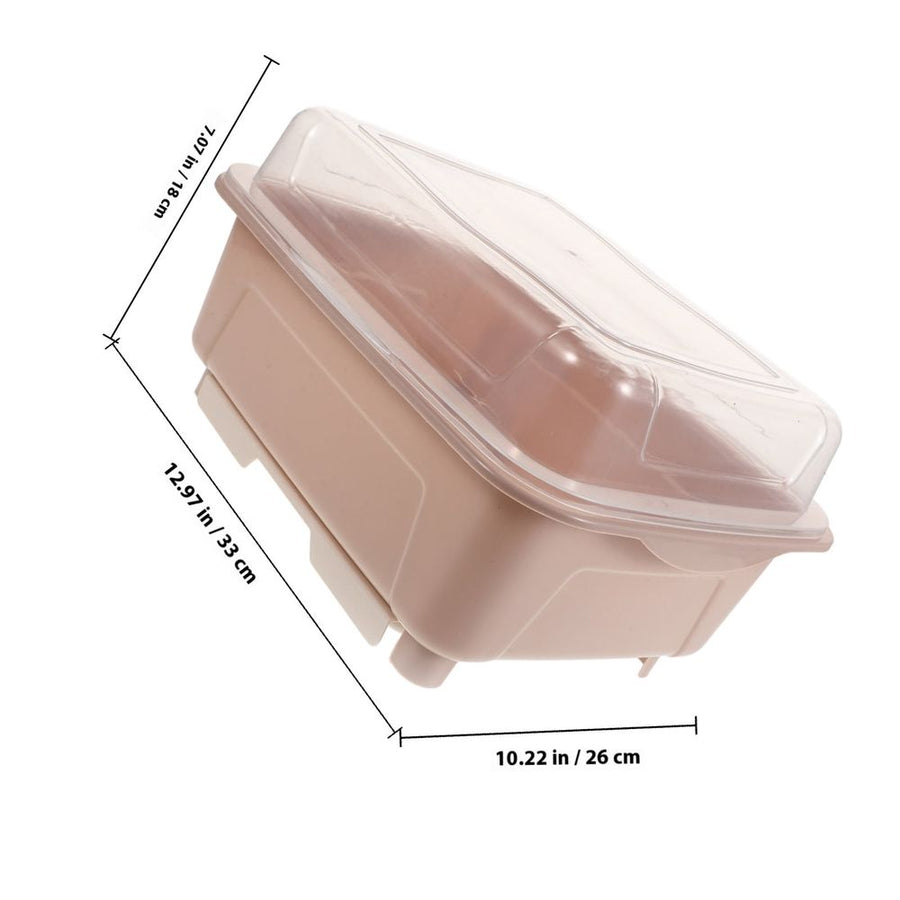 Efficient Water Draining Pink Dish Rack with Transparent Cover