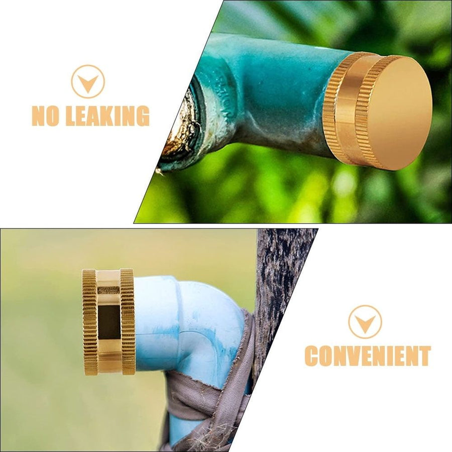 Brass Hose End Cap Golden Waterproof for Garden Hose Fittings 2Pcs