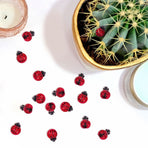 100pcs Mini Ladybug Figurines Plastic Garden Decor Cute Design for Indoor and Outdoor Display
