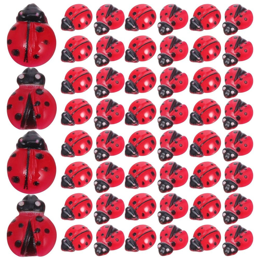 100pcs Mini Ladybug Figurines Plastic Garden Decor Cute Design for Indoor and Outdoor Display