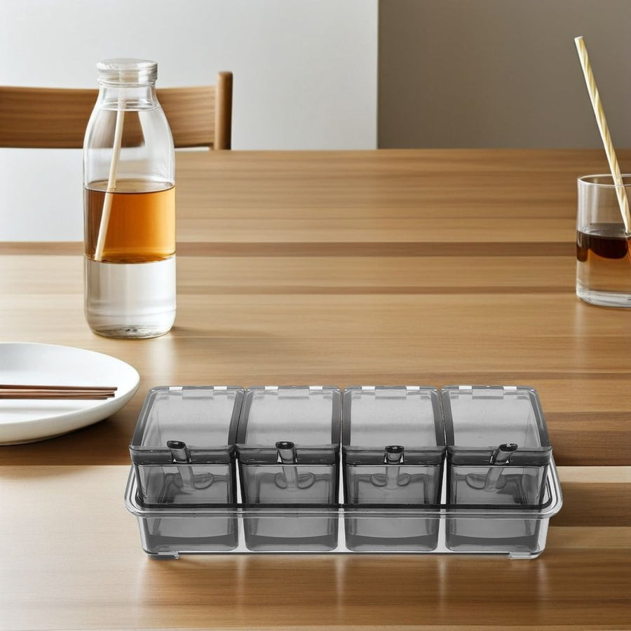 Plastic Kitchen Salt Container with Lid and Compartment Organizer for Easy Storage
