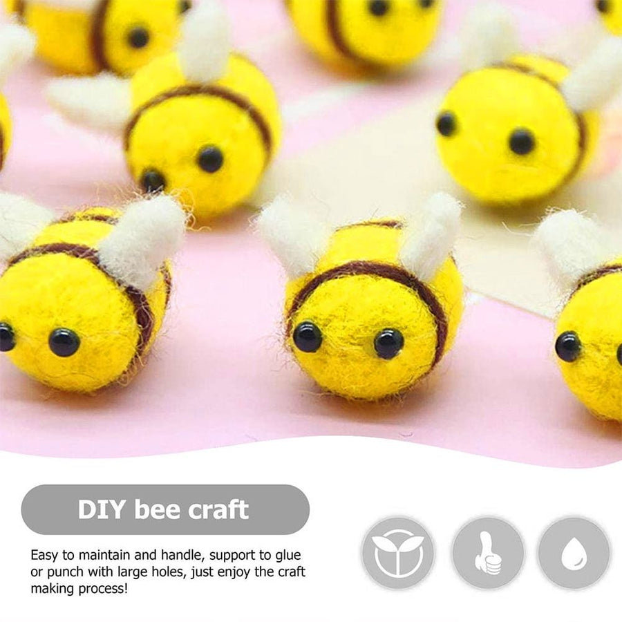 Handmade Yellow Wool Felt Bees for Crafts, 20 Pieces, Ideal for Projects and Decorations