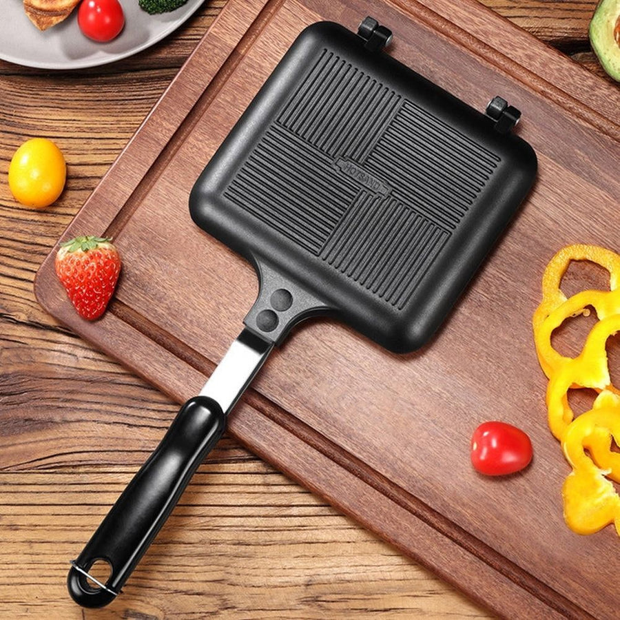 Nonstick Black Aluminum Alloy Sandwich Maker Pan for Home Kitchen Cooking and Grilling