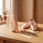 2-Pack Khaki Pointe Shoe Elastic Straps, Comfortable Stretch Bands for Ballet, Dance, and Performance