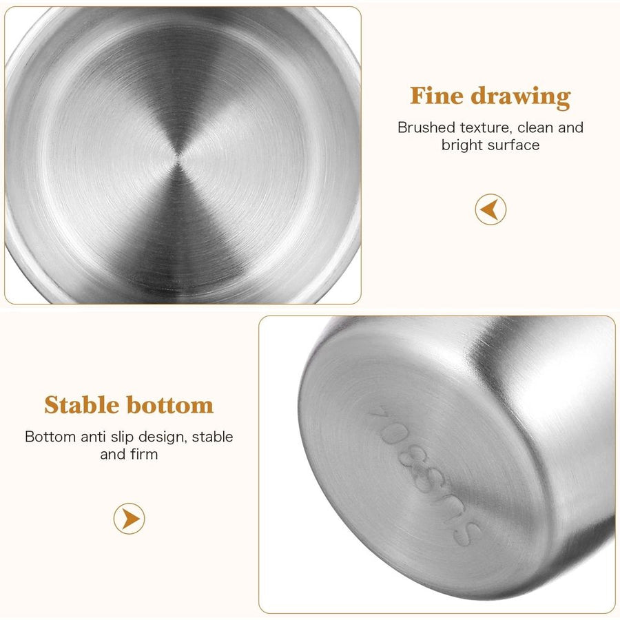 6-Pack Stainless Steel Dipping Sauce Cups, Reusable Round Condiment Holders for Restaurant and Home Dining Use