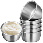 6-Pack Stainless Steel Dipping Sauce Cups, Reusable Round Condiment Holders for Restaurant and Home Dining Use