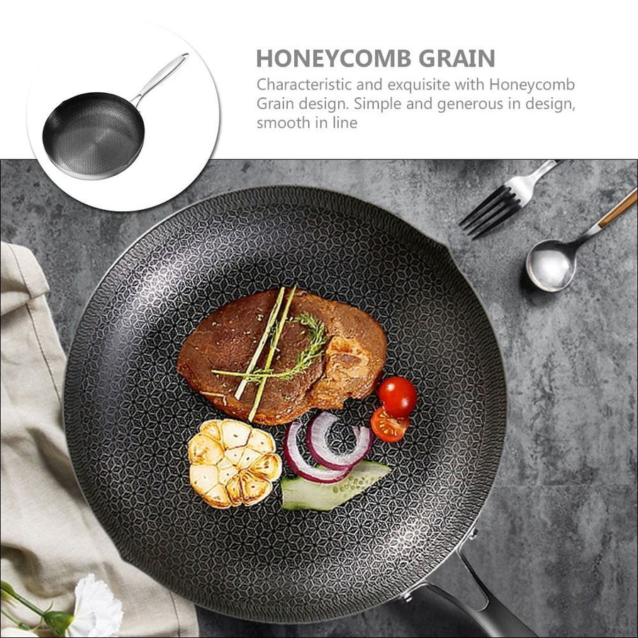 Honeycomb Stainless Steel Nonstick Wok Pan with Ergonomic Handle for Daily Cooking and Stir Fry