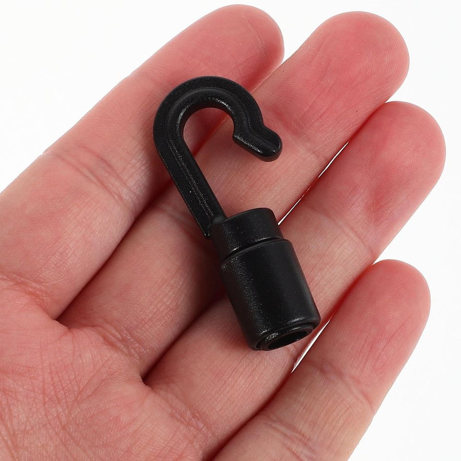 30-Pack Black Plastic Bungee Cord Clips Hooks for Camping Gear and Outdoor Use