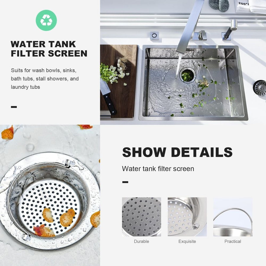 Plated Silver Bathroom Strainer, Catches Junk, Durable and Rust-Proof 2Pcs