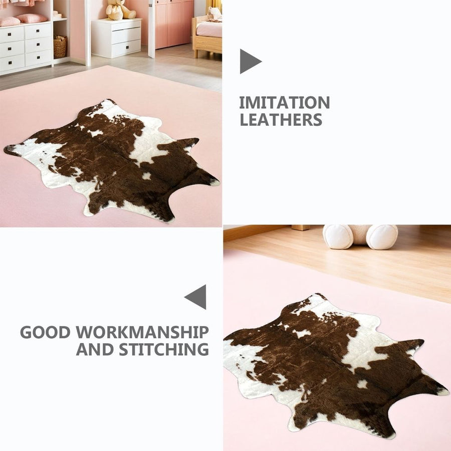 Brown Plush Faux Floor Rug 110x84cm Decorative Mat for Bedside
