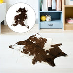 Brown Plush Faux Floor Rug 110x84cm Decorative Mat for Bedside
