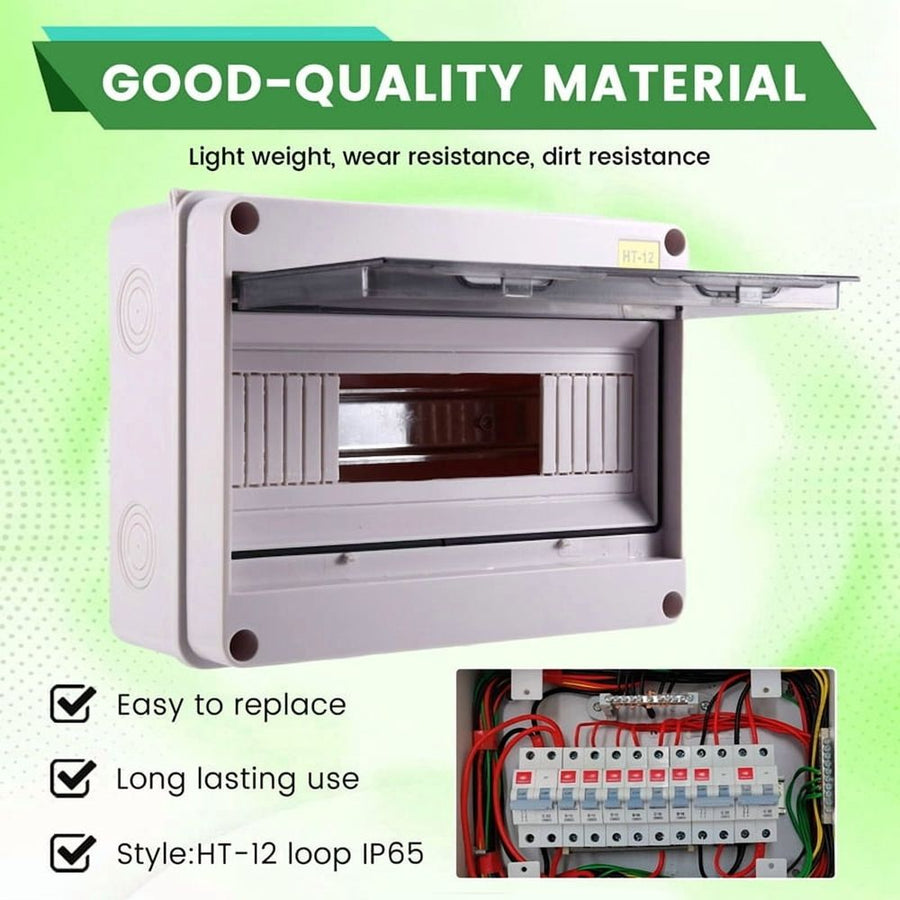 HT-12 Way IP65  Breaker Box Distribution Protection Box ABS Power Electronic Din Rail Enclosure for Circuit Breaker