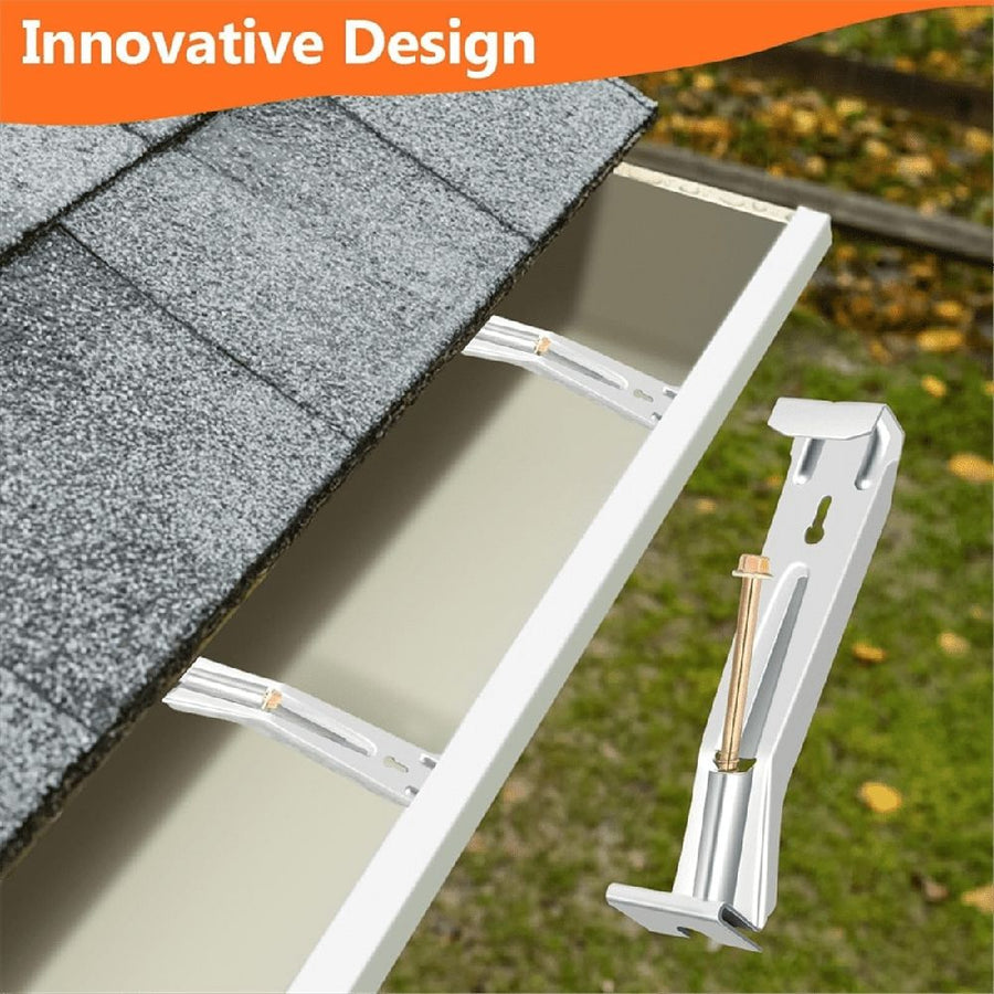 28-Pack Concealed Gutter Brackets, Sturdy Rain Gutter Brackets with Screws and Clamps for K-Type Vinyl Gutters