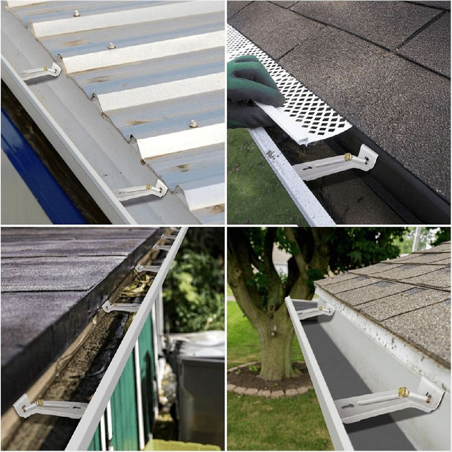 28-Pack Concealed Gutter Brackets, Sturdy Rain Gutter Brackets with Screws and Clamps for K-Type Vinyl Gutters