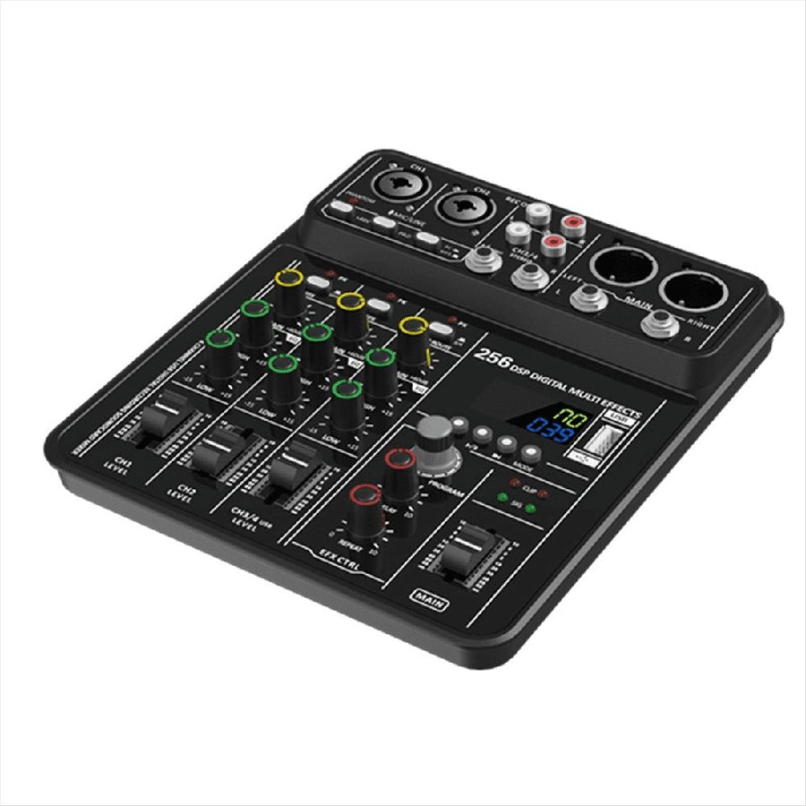 4 Channel Audio Mixer 48V Phantom Power USB Studio Sound Mixers Bluetooth DJ Console Mixing for Karaok