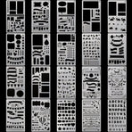 Junk Journaling Stencil Set Template Geometry Shape Planner Stencil Scrapbooking Stencils for Painting and Decor 1-20,1Set x Junk Journaling Stencil