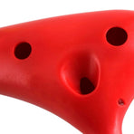 12-Hole Red ABS Plastic Ocarina for Beginners with Carrying Case and Storage Bag Included