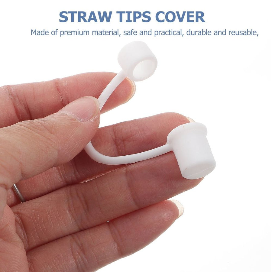 8mm Silicone Straw Topper Yellow Cap Reusable 12 Pieces
